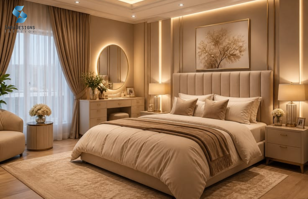 White & Gold Bedroom Interior Designs
