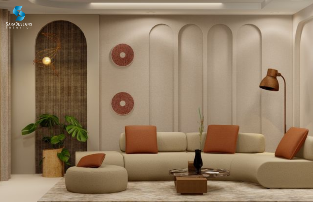 Living Room Interior Design with low lying Sofa
