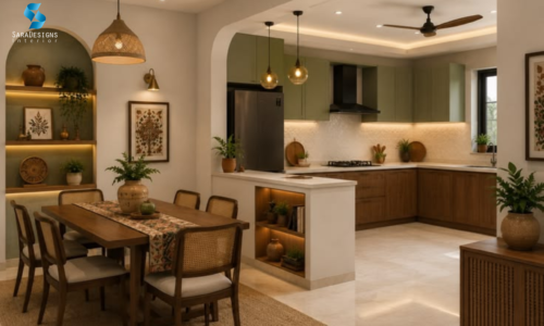 Dinning Area Interior Design with open Kitchen