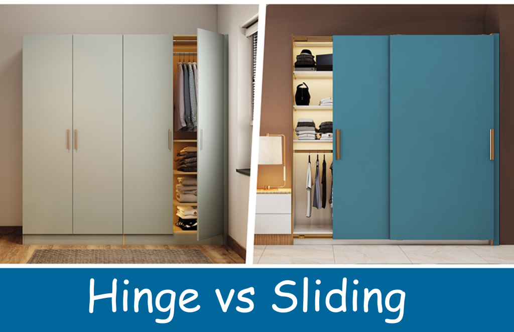 Comparison of Hinge and sliding wardrobe for space saving