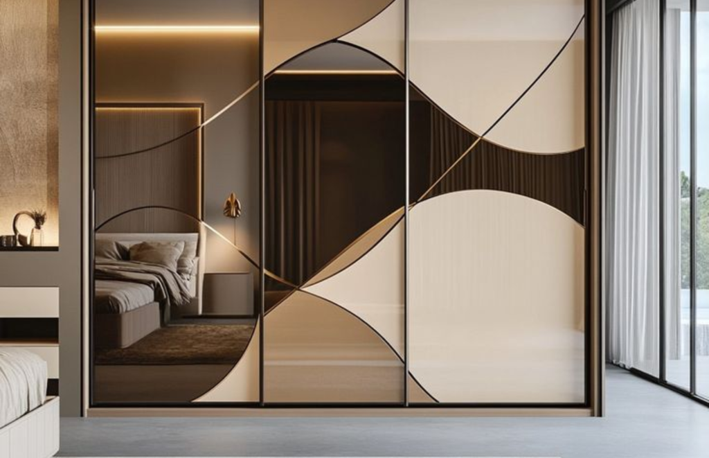 Wooden Wardrobe with Mirror Designs