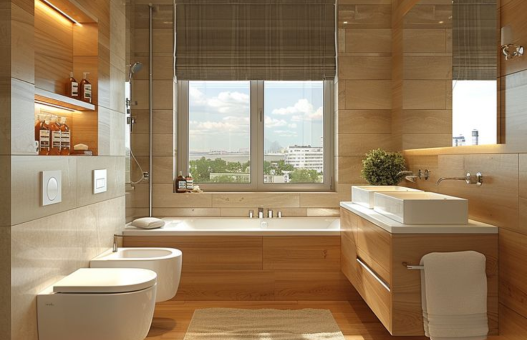 Wooden Wall Tiles in Bathroom for Spa like feel