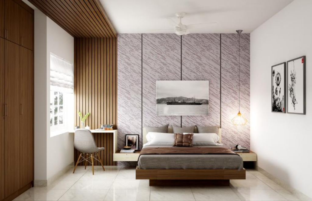 Wooden-Textured PVC Fluted Panels for an L-Shaped space