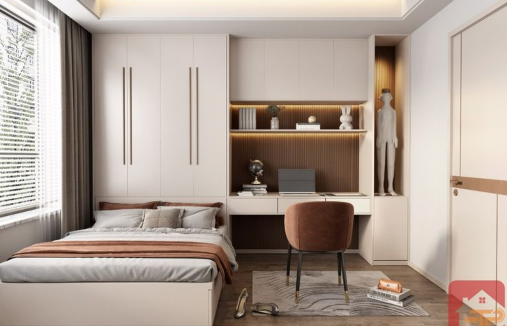 Modular Bedroom Designs with bed and an attached study desk