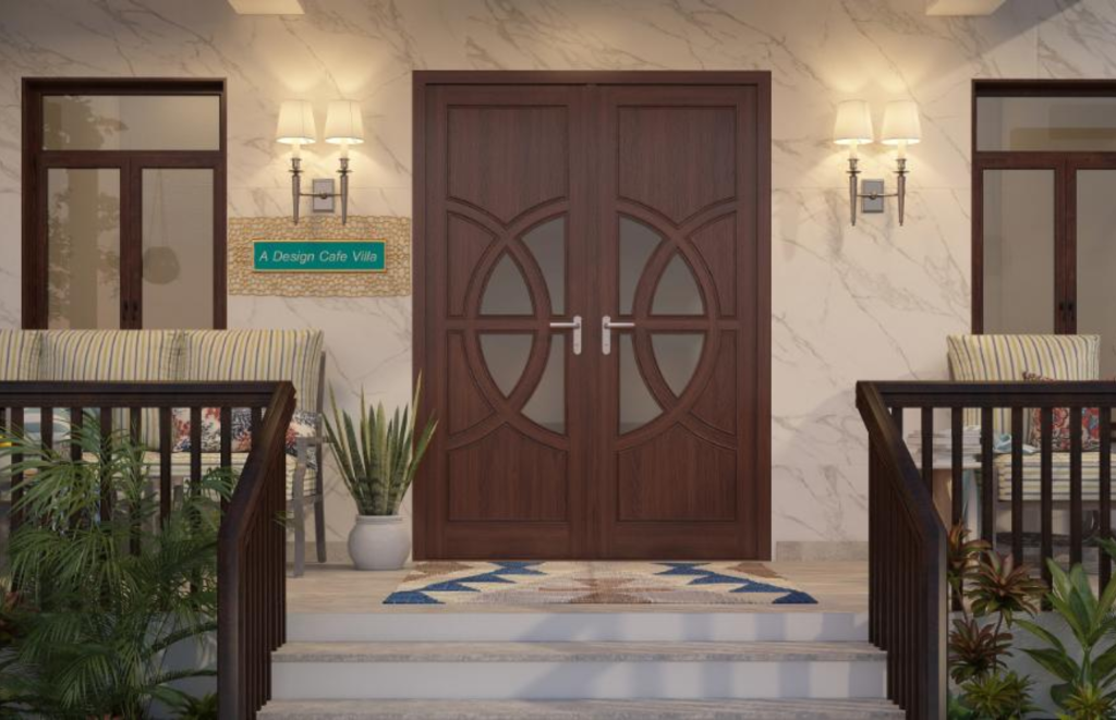 Geometric Wooden Main Door Design