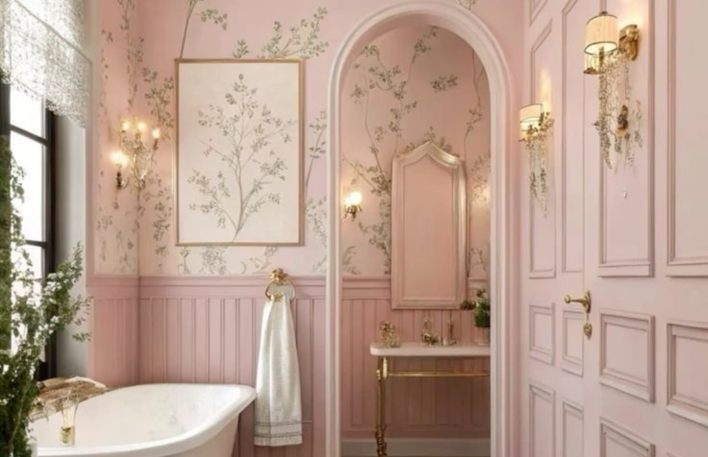 Pink Floral wallpaper for Bathroom