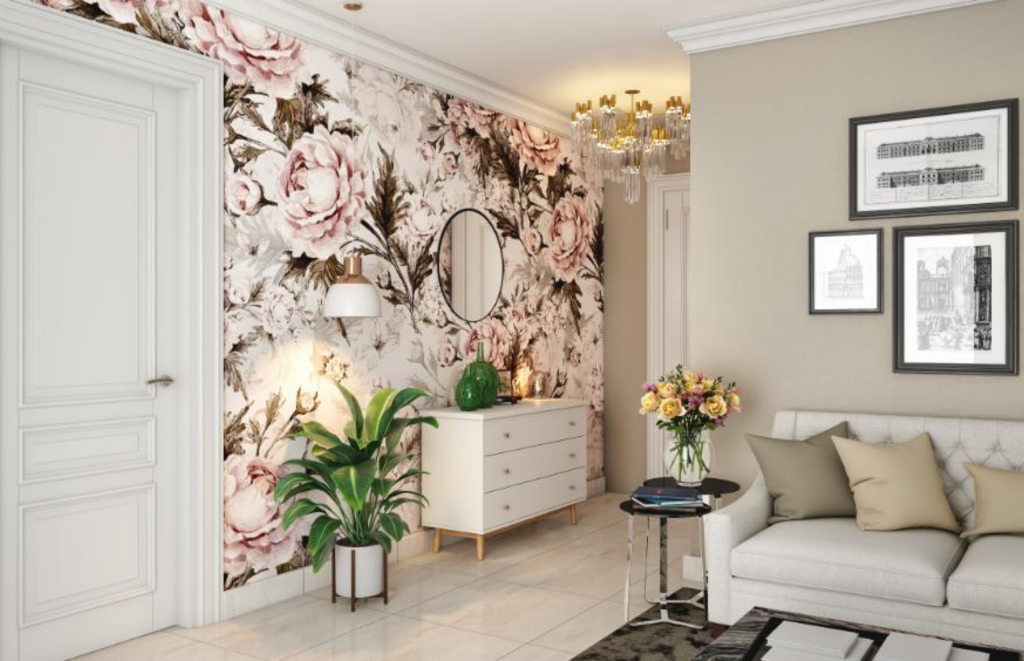 Minimalist Floral Wallpaper for living room