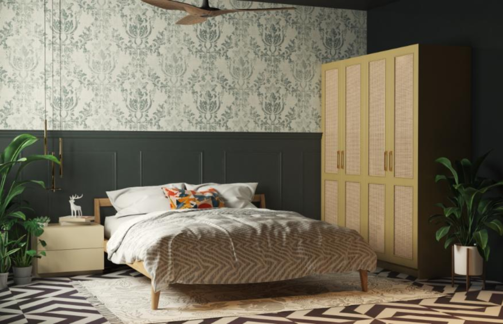 Block Print Floral Wallpaper for Bedroom