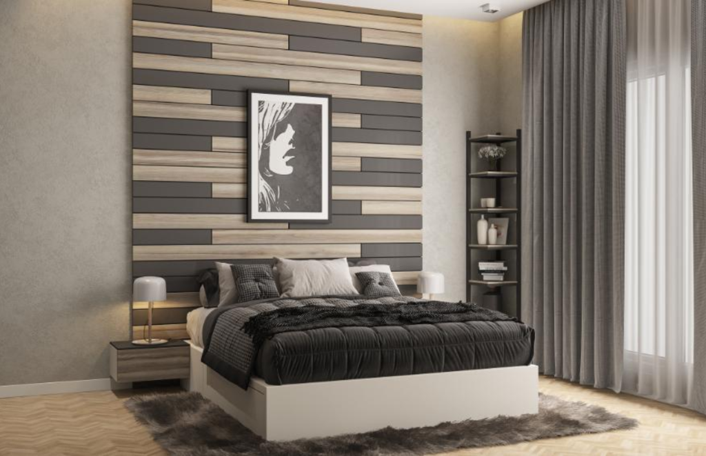 Grey Bedroom with Wooden Touches Designs