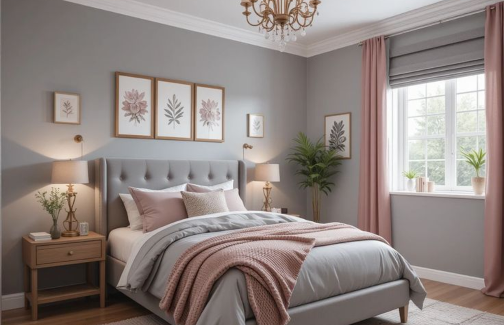 Grey and Pink Bedroom Interior designs