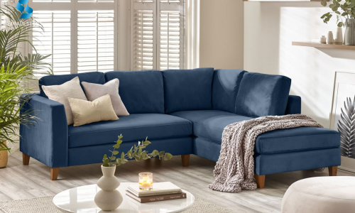 Blue sofa in living room