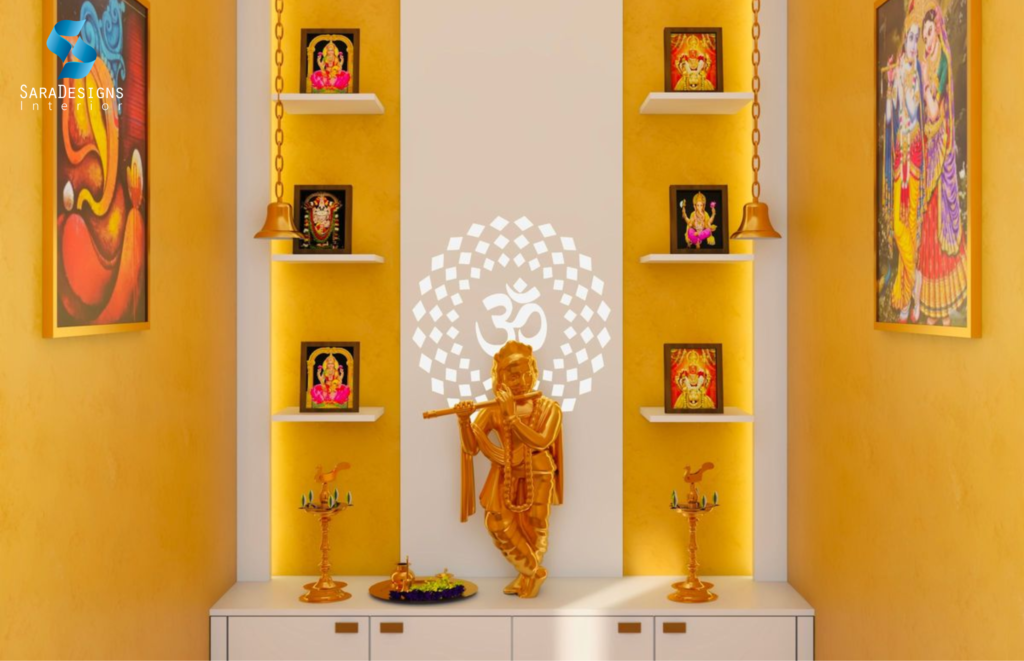 Yellow Pooja room colour