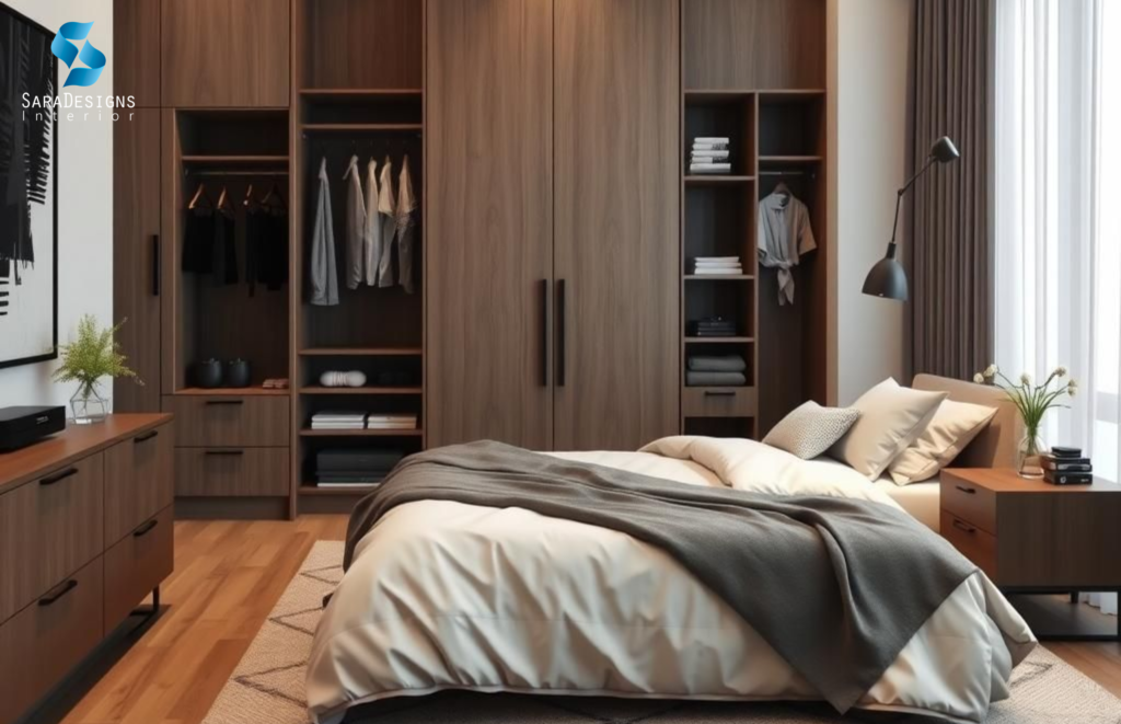 Wooden Wardrobe Designs with Wooden flooring