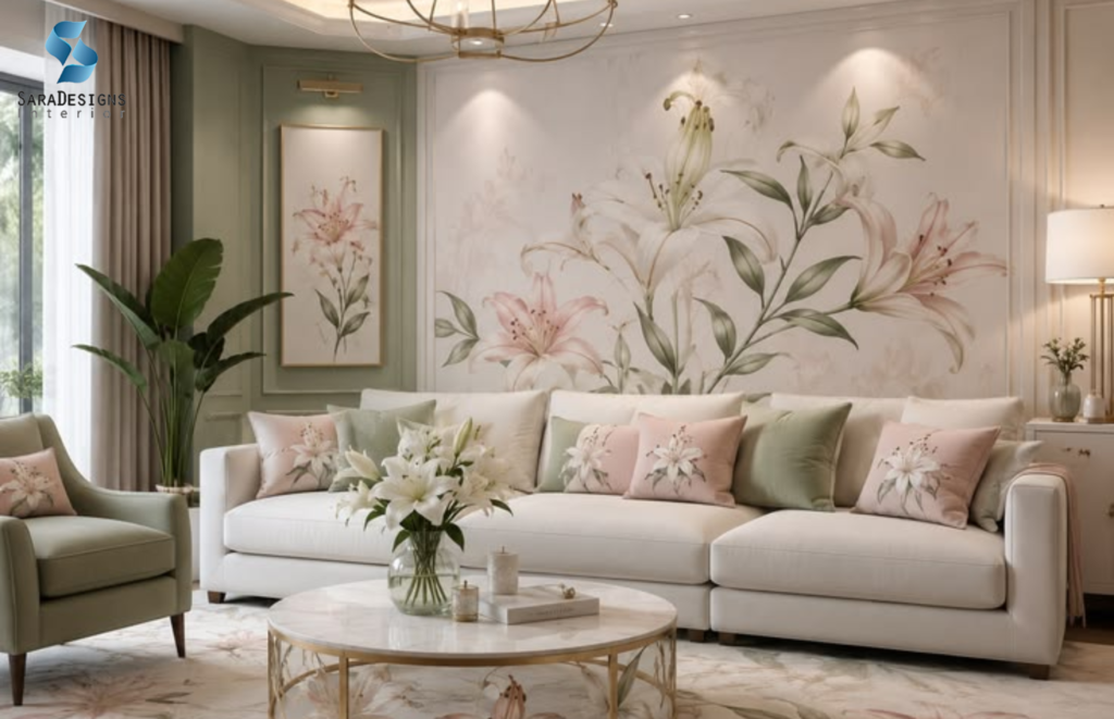 Elegant Lily-Themed wallpaper designs for Living Room