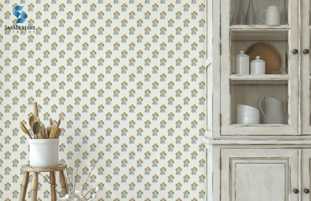 Block Print Floral Wallpaper Designs