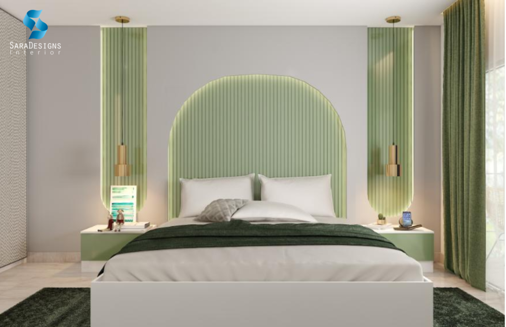 Bedroom with Sage green wall