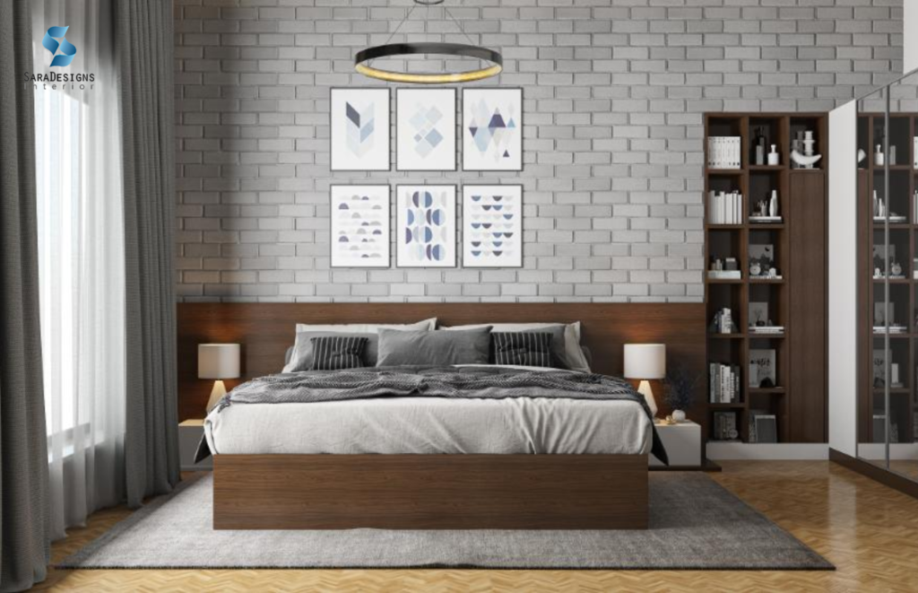 Grey Wall and wooden finish bed