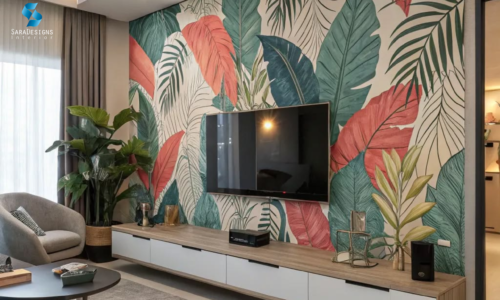 Living Room Tropical Wallpaper Designs