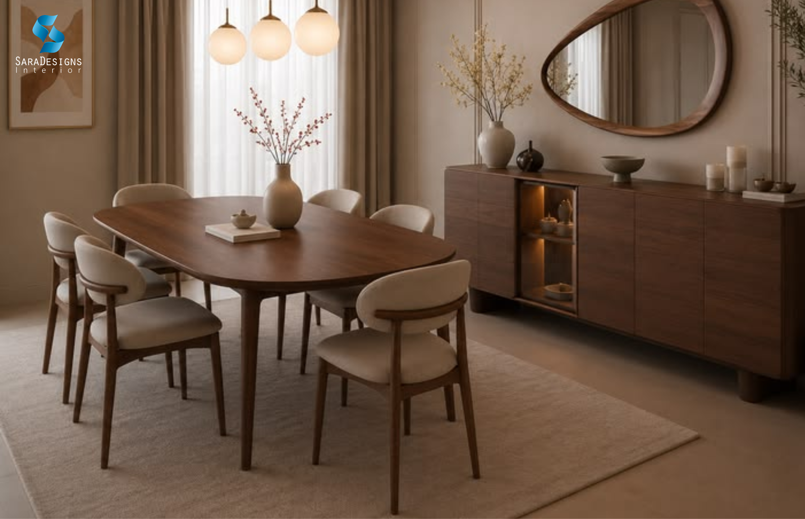 Traditional Oval shape Dinning Table in Living room