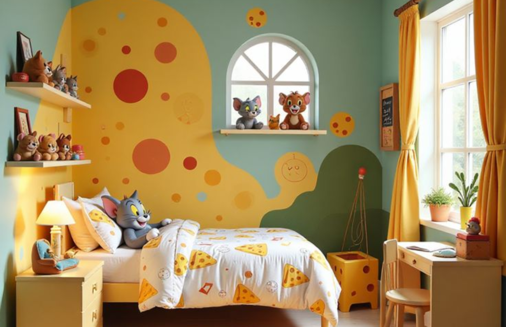 Kids bedroom Interior in Sunny Yellow colour