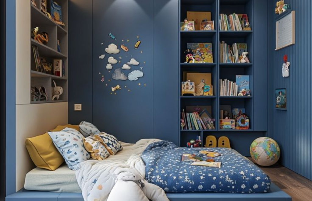 Blue Colour in kids room Interior