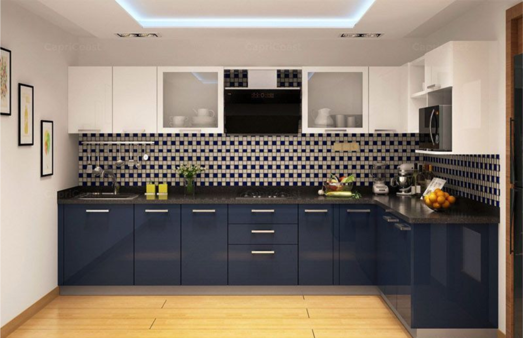 Normal Kitchen Interior Designs with blue cabinets