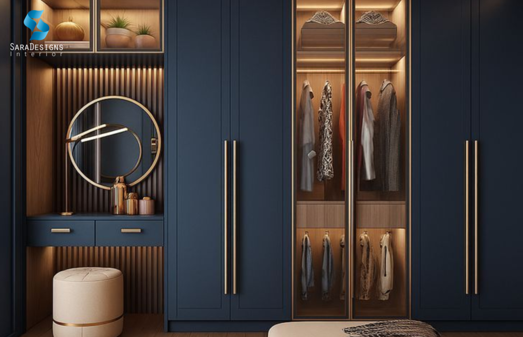 Dressing Unit Designs with Blue Wardrobe