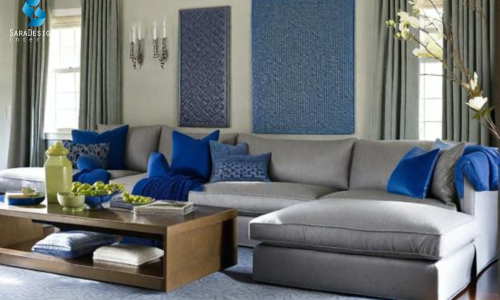 Grey and Blue Combination for Living room