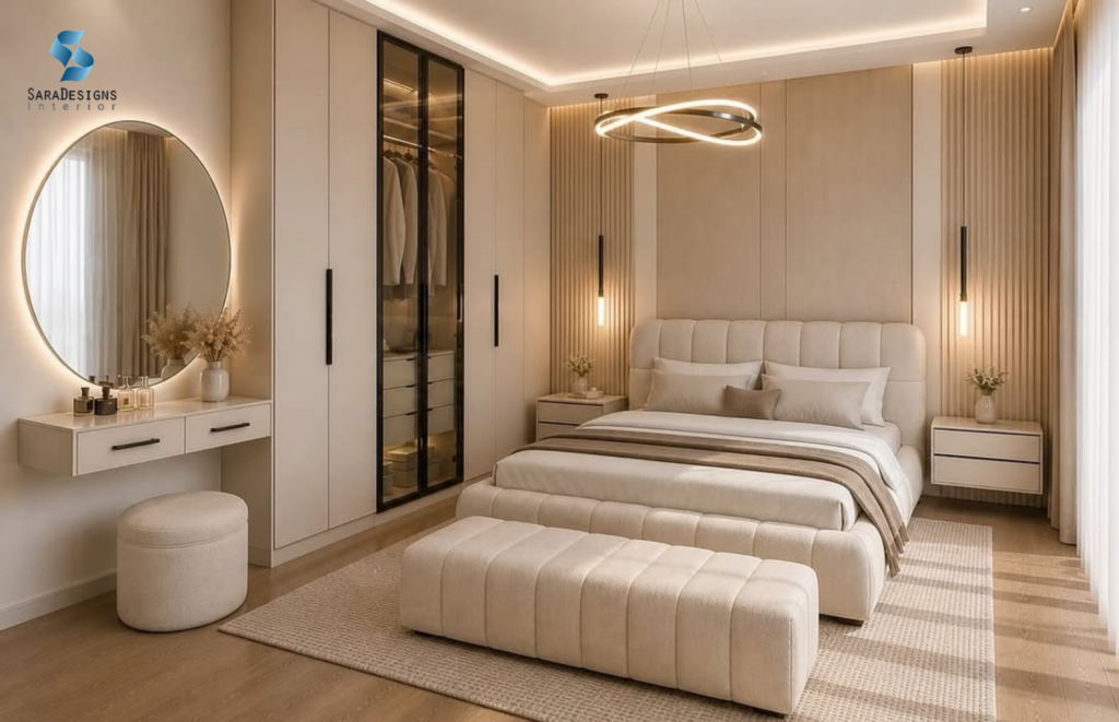 Gold White Combination Bedroom Designs
