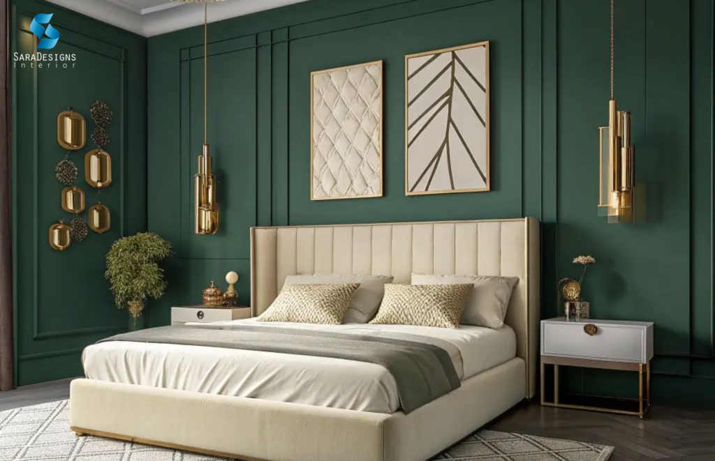 Gold and emerald Bedroom Interior designs
