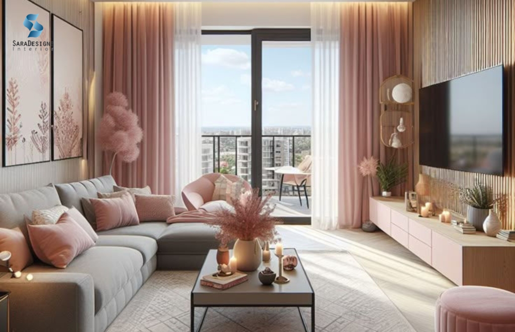 Gold and Blush Pink Living room designs