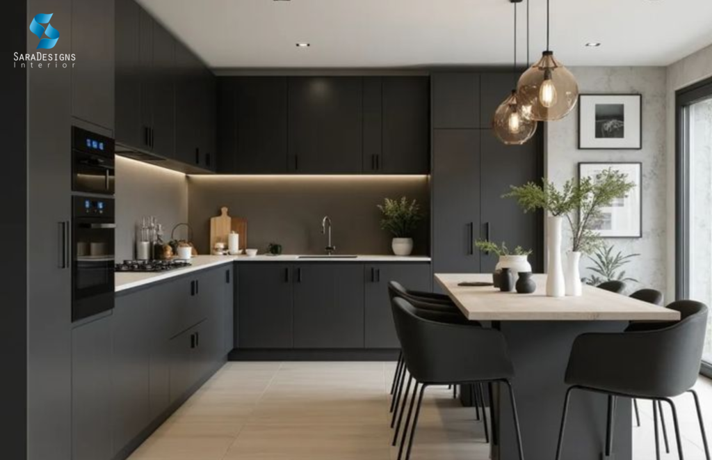 Gold and Charcol Grey Combination Interior Designs