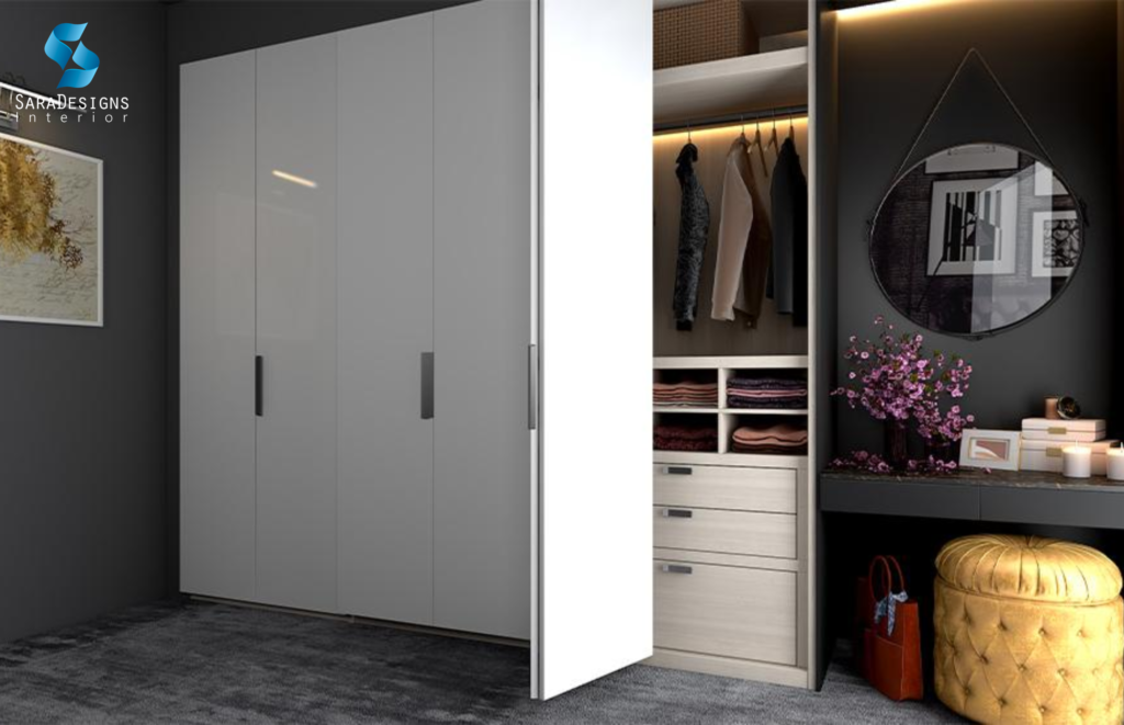 Bi-Fold Door Wardrobe designs in white colour