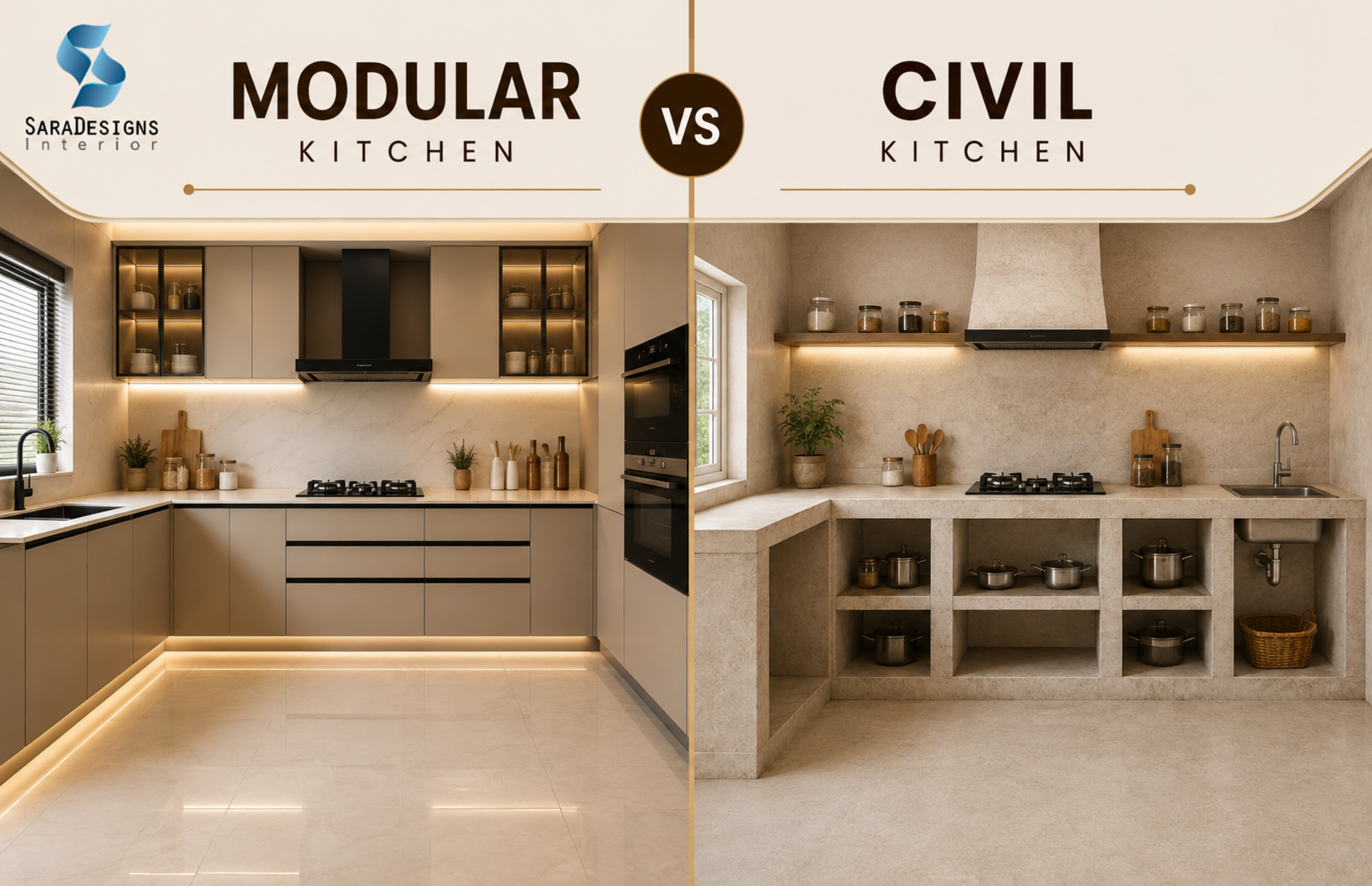 Modular Kitchen vs Civil Kitchen Designs