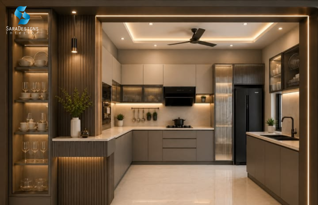 Handleless Kitchen Interior Designs in Gurgaon