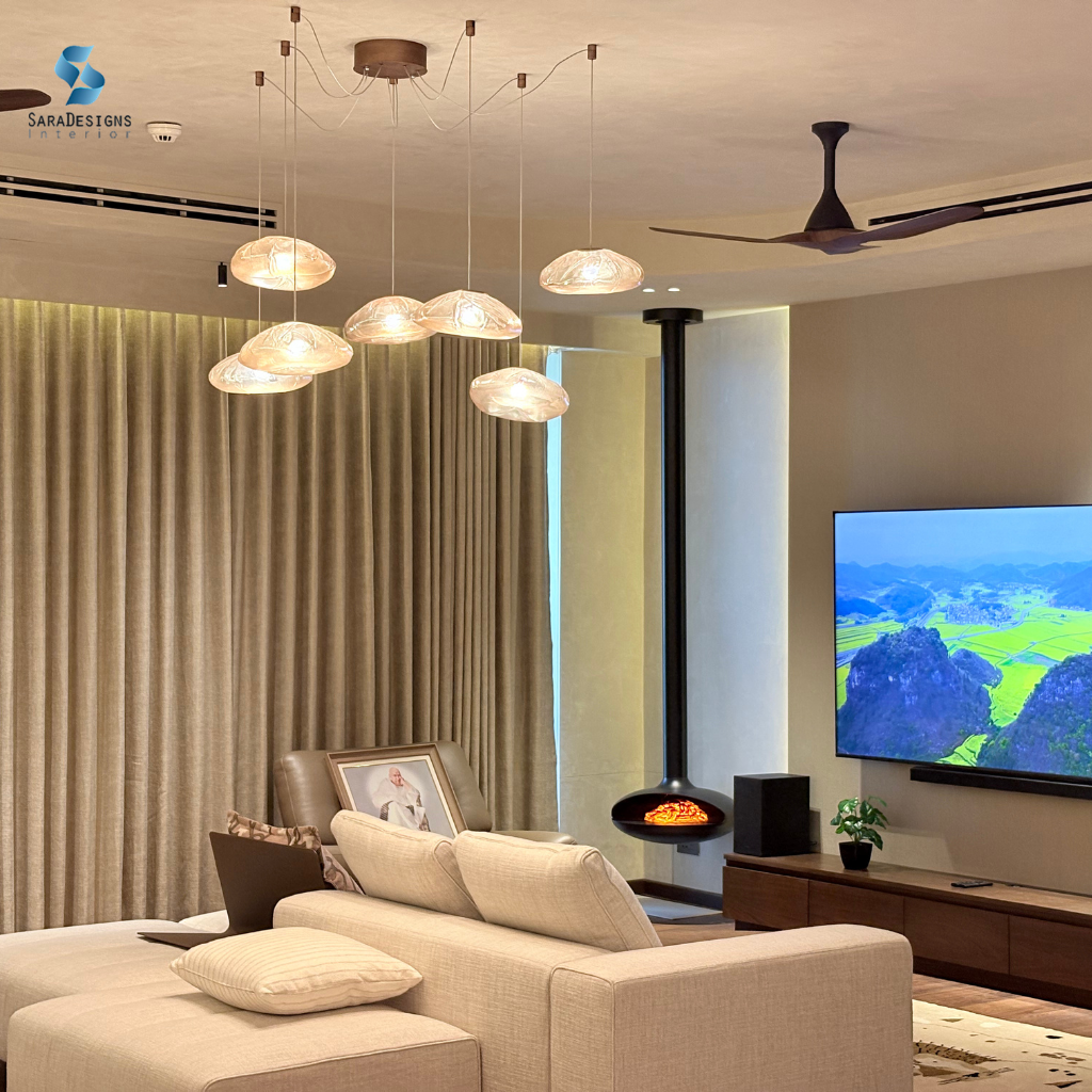 Tv Unit designs at Livving Room in Trump Tower, Gurgaon