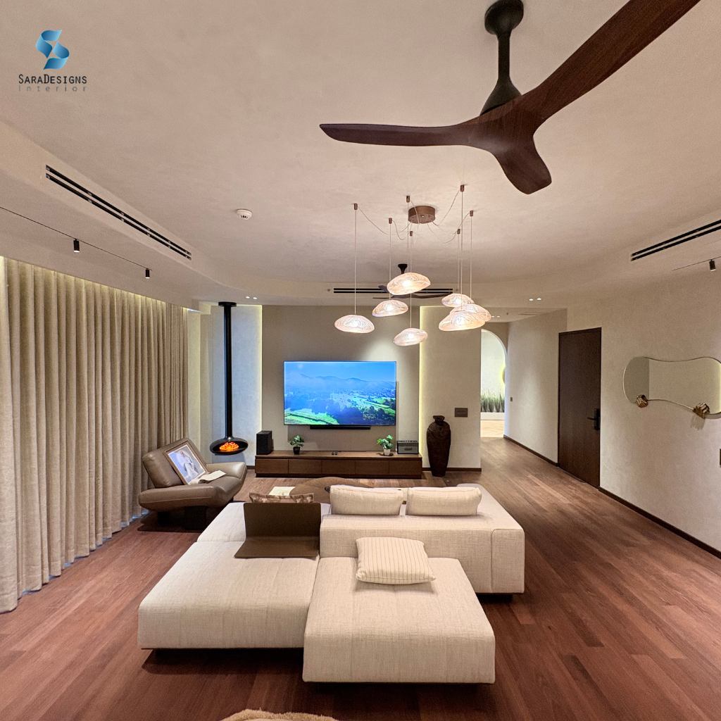 Tv Uit with Low height sofa designs at Trump tower, Gurgaon
