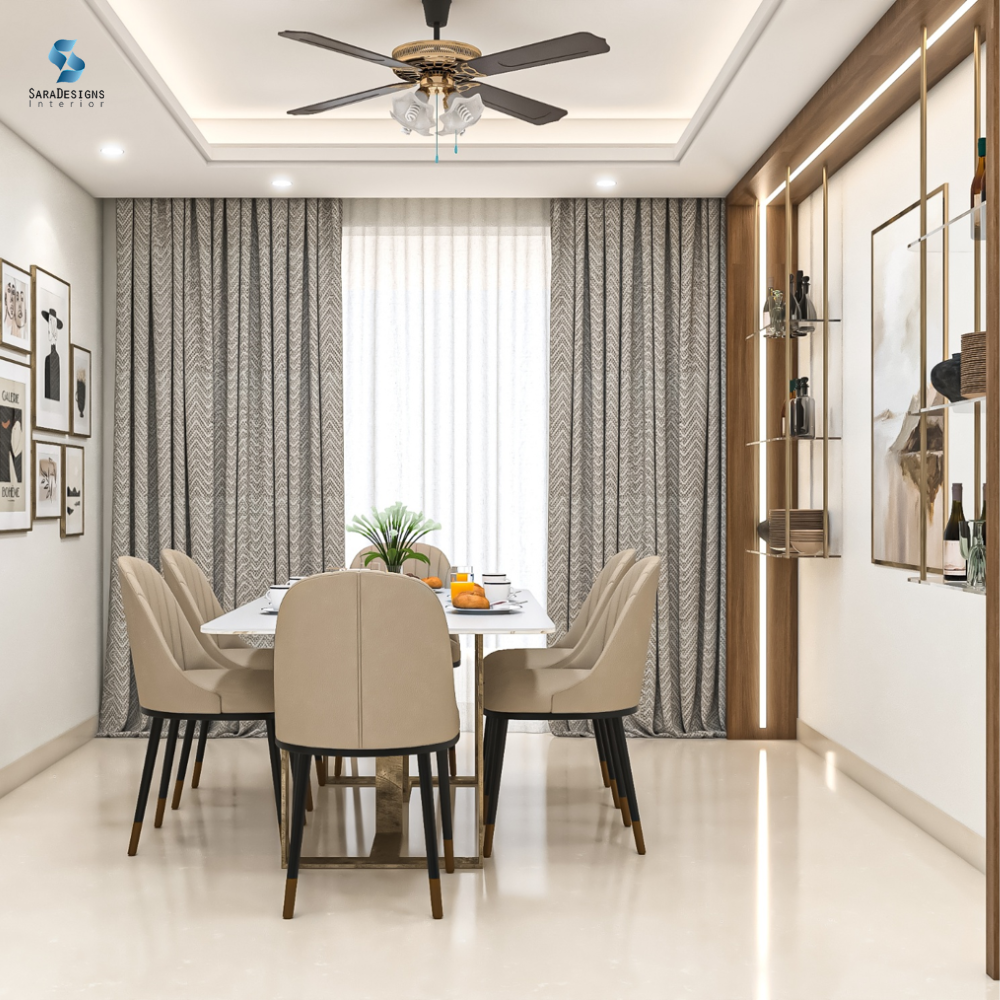 Dinning area View at Platinum Tower Gurgaon Interior designs by Sara Designs